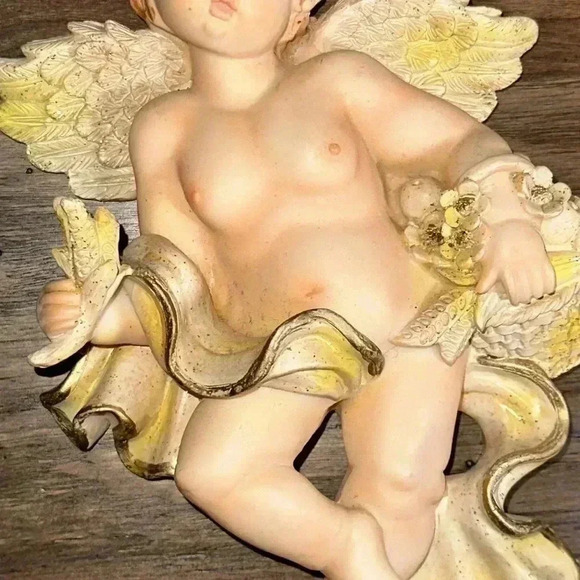 Angels Set of 2 Cherub Resin VINTAGE Wall Hanging Home Accent Decor Plaques - Picture 6 of 16